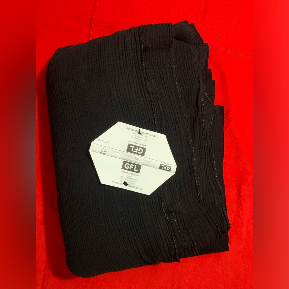 Gordon Fabrics Black Cotton Gauze Fabric 9 Yards